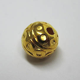 Metall-Perle rund verziert 8mm gold